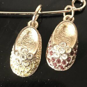 Firenza Baby Shoes 2 Silver Shoe Charm Vtg Deadstock NWT Boy Girl Mother Gift